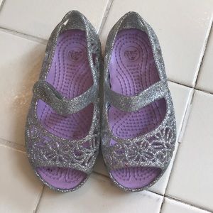 Sparkly dress jelly shoes crocs